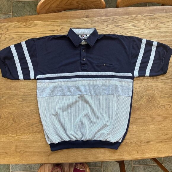 80's Vintage Polo Knit Pullover Shirt Mens XLT Navy Grandpacore Indie Sleeze - Picture 1 of 8